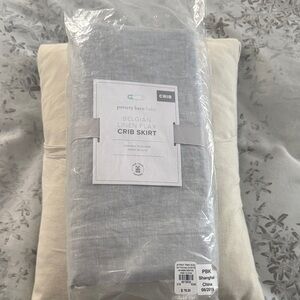 Pottery Barn Belgian Linen Flax Crib Skirt in Light Gray